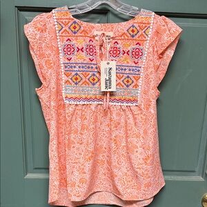 Savanna Jane Orange Embroidered Blouse